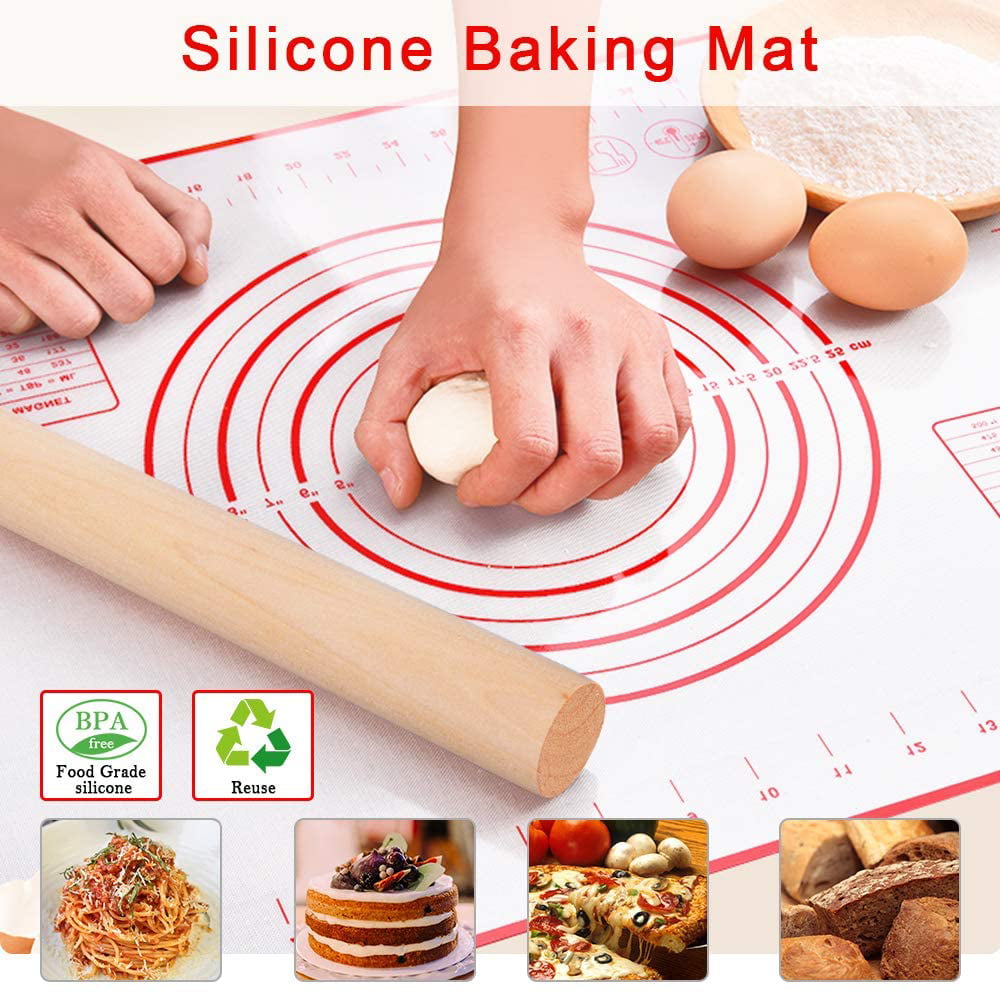 Silicone Flour Rolling Mat Non-Slip Placemats Cookie Cake Baking Pad Kitchen Kit 