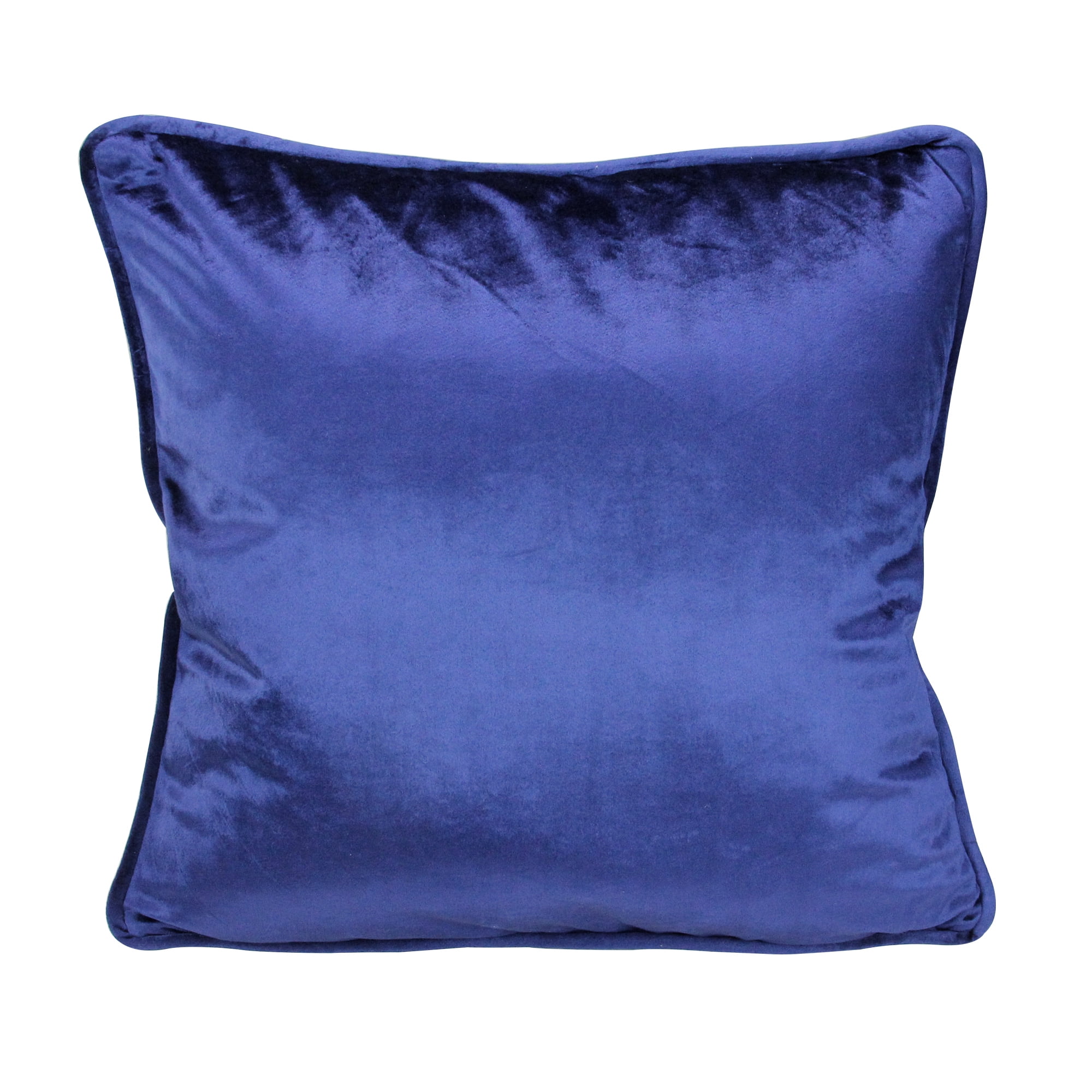 Northlight 17 Navy Blue Velvet Plush Velvet Solid Square Throw Pillow with Piped Edging