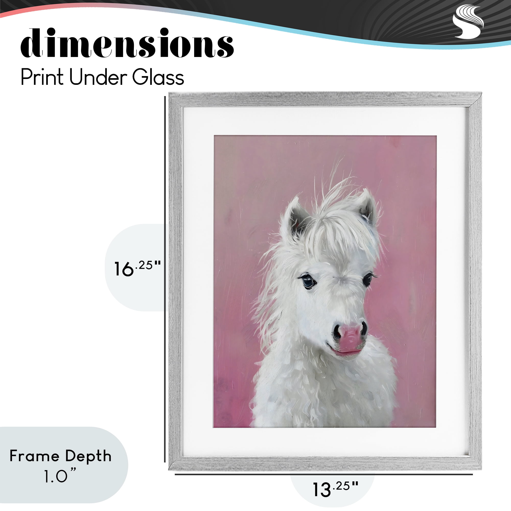Stupell Industries Gentle White Pony Gray Framed Print Under Glass, design by The Prints Vibe