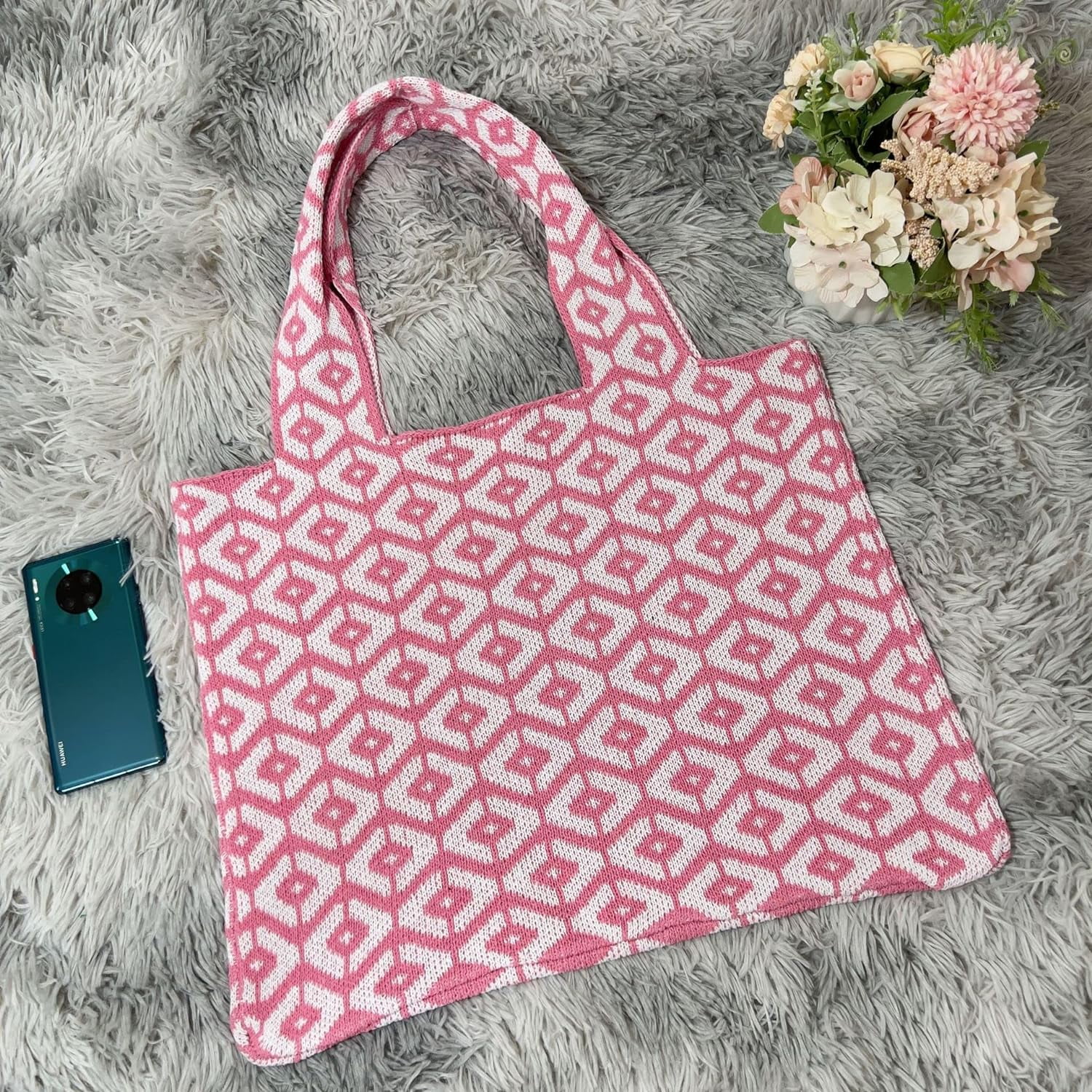 Kukuzhu Y2k Aesthetic Tote Bag Aesthetic Y2k Bag Crochet Tote Bag Aesthetic Tote Bags Aesthetic Y2k Purse