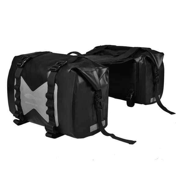 AFISHTOUR Motorcycle Saddlebags, 30L Detachable Waterproof Motorcycle Luggage Bag for Scooter, Honda, Suzuki, Yamaha (Grey, 2 Pack)