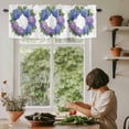 thumbnail image 5 of Blue Purple Hydrangea Wreath Window Valance Curtain Watercolor Flower Rod Pocket Short Curtain for Living Room, Bedroom & Kitchen Window Decor 60x18in, 5 of 8