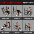 thumbnail image 3 of Soozier Adjustable Weight Bench with Rack – Black Steel Multi-Gym for Home Strength Training, Leg Extension & Preacher Curls – 61" L x 41.7" W, 3 of 7