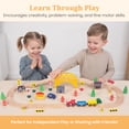 thumbnail image 3 of WoodenEdu 60Pcs Train Set for 3 Year Old Boys, Double-Side Wooden Train Set Tracks for Toddlers, Fits Brio, Thomas, Melissa and Doug, Kids Wood Train Toys for 3 4 5 Year Old Boys and Girls, 3 of 6