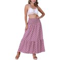 thumbnail image 2 of INSPIRE CHIC Women's Summer Skirt Casual Smocked Waist Flowy Floral Maxi Skirts XS Purple Floral, 2 of 6