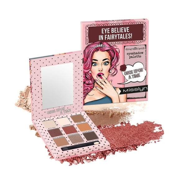 Misslyn 9 Colors Eye Believe in Fairtales Eyeshadow Palette #02 Once Upon A Time, Ultra-pigmented Shimmer & Matte Shades Eye Shadows Makeup with Double-Ended Makeup Brush