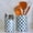 Navy Blue, variant on Pistachio Green Checkered Capiz Shell Utensil Holder Set of 2