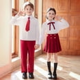 thumbnail image 4 of Tiijoy Girls School Uniform Long Sleeve White Shirt Pleated Skirt Outfit Set, Sizes 3-18, 4 of 8
