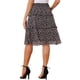 thumbnail image 3 of Faldas florales para mujeres Inspire Chic, falda de gasa de verano con cintura elástica fruncida, estilo A-line, longitud por debajo de la rodilla, falda con volantes, color negro, 3 of 5