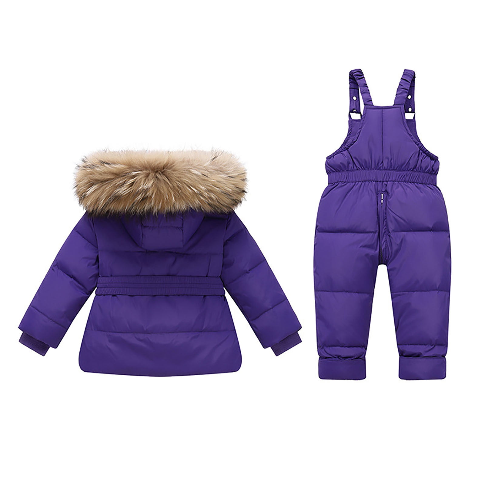 Kids 2 Piece Snow Suit, Detachable Hooded Puffer Down Jackets and Bib Pants for Versatile Wear, Waterproof Winter Ski Suits Two Piece Outfit Sets