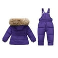 thumbnail image 4 of Pxkloy Winter Ski Suits for Boys Girls Fleece Thickened Thermal Snowsuit Set Winter Hooded Puffer Jacket and Bib Pants Boy Girls Ski Suits Purple,2-3Years, 4 of 4
