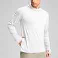 thumbnail image 2 of Annhoo Men's Sun Protection Shirts Solid Color Long Sleeve Hoodies with Pockets Thumb Mouth Fishing Hiking Clothes, 2 of 8