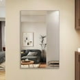 thumbnail image 2 of GZXS 60"x40" Oversized Bathroom Wall Mirror with Removable Shelf & Silver Aluminum Frame, Decorative Vanity Mirror, Horizontal/Vertical Hanging for Living Room, Bedroom, or Dressing Area, 2 of 6