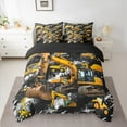 thumbnail image 2 of Manfei Excavator Pattern 7 Pieces Bedding Comforter Set,Construction Vehicles Full Bedding Set,Yellow Black Fitted Sheet Flat Sheet For Boys Kids,Luxury Bedroom Decor Reversible, 2 of 8