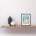 thumbnail image 2 of Day at the Beach Summer Holidays Stylised Artwork Pastel Colour Vacation Tourists Coastal Landscape Artwork Framed Wall Art Print 9X7 Inch, 2 of 5