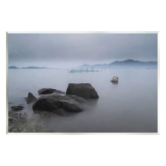 Stupell Industries Foggy Sea Landscape Nature Painting Unframed Art Print Wall Art, 15 x 10