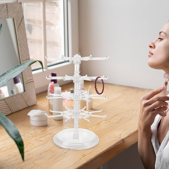 ADDHAT Rotating Necklace Holder Rotating Jewelry Organizer Transparent Plastic 1 Pcs