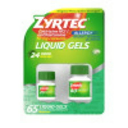 Zyrtec 24 Hour Allergy Relief Antihistamine Capsules, 2 Bottles, 65 Ct