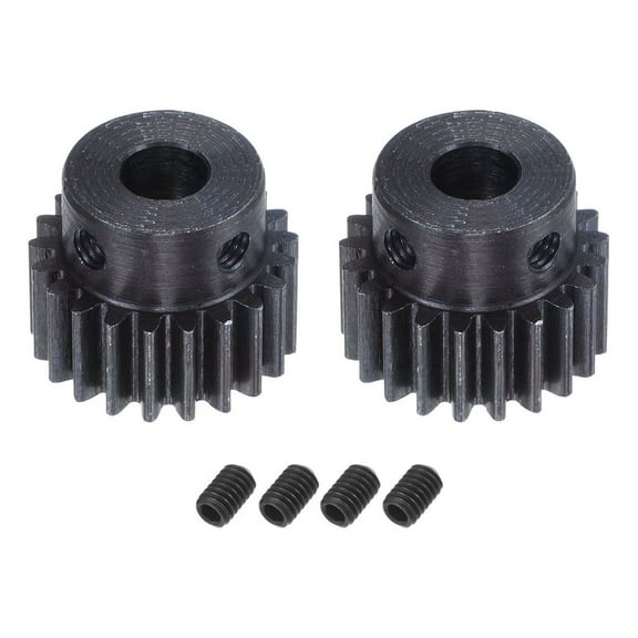 1Mod 21T Pinion Gear 6mm Bore Hardened Steel Motor Rack Spur Gear with Step for RC Car Truck Gear Drive, 2 Set