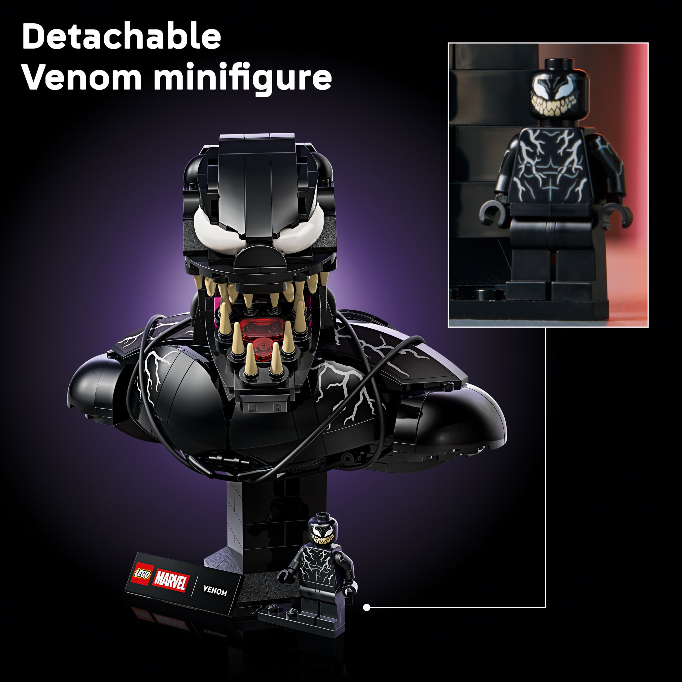 LEGO Marvel Busto de Venom - Set de Construcción Coleccionable para Adultos, Mayores de 18 Años - Decoración para Oficina en Casa, Escritorio o Estante - Con Minifigura de Venom - Regalo para Hombres y Mujeres - 76356 6