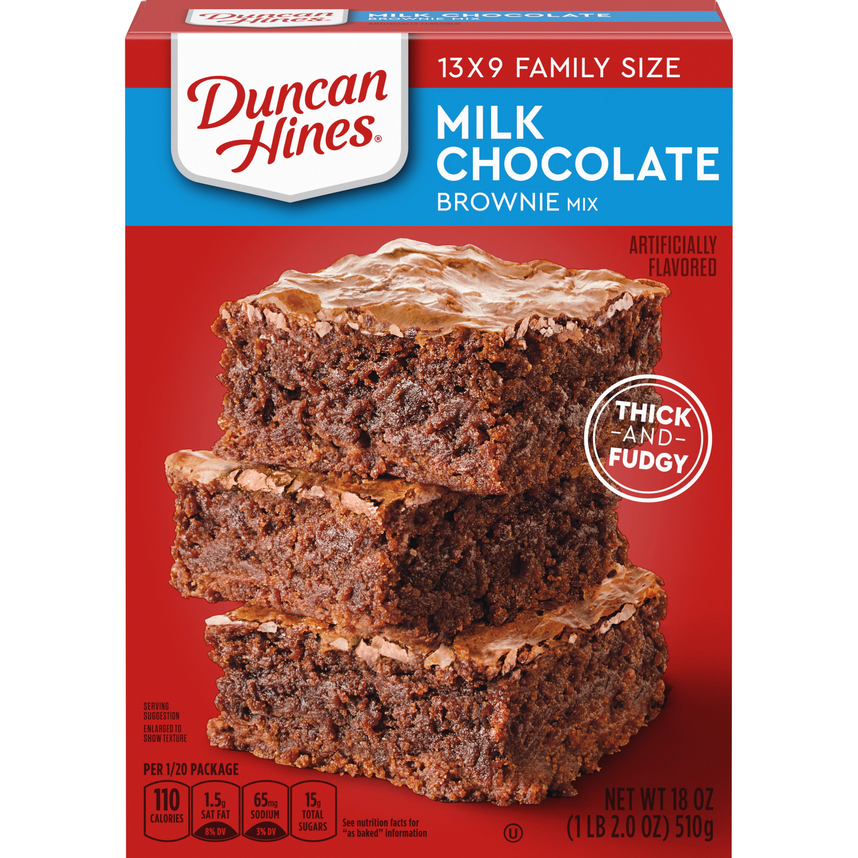 Ducan Hines Milk Chocolate Brownies 13 x 9 Family Size 18 oz Box ...