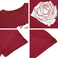 thumbnail image 4 of Sherrylily Women Rose Graphic Tee T Shirt Loose Fit Short Sleeve Casual Tops, 4 of 5