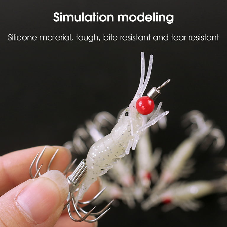 UDIYO Lobster Bait Metal Hook Luminous Effect Soft Silicone Shrimps Squid  Hook Jigging Fishing Lures Fishing Tackle 