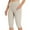 Khaki, variant on Womens Legging Capris Tight Comfy Workout Active Capri Pants Solid Elastic Waist Athletic Gym Crop Trousers with Pockets