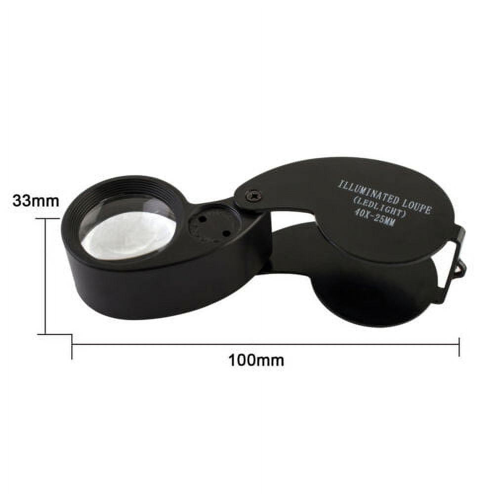 GoldCherry 40X LED Lighted Illuminated Jewelers Eye Loupe Jewelry Magnifier  for Gems Jewelry Rocks Stamps Coins Watches Hobbies Antiques Models