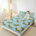 thumbnail image 4 of Manfei Kawaii Dachshund Kids Queen Sheet Sets, Cute Cartoon Dog Flat Sheet, Animal Lover Queen Fitted Sheet, Lightweight Room Decor, 4-Piece, 4 of 7