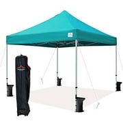 UNIQUECANOPY 10'x10' Ez Pop Up Canopy Tent Commercial Instant Shelter with Heavy Duty Roller Bag, 4 Canopy Sand Bags, 10x10 FT Lake Blue