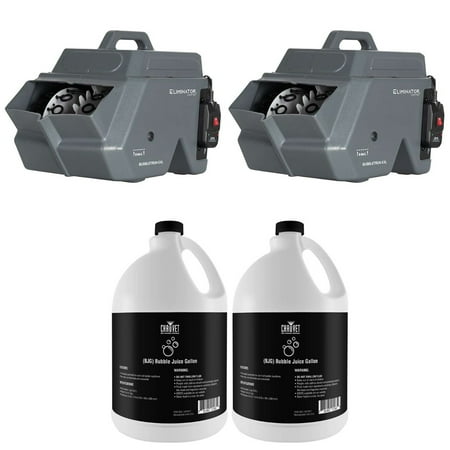 (2) Eliminator Lighting BUBBLETRON EXL Portable Bubble Machines Packaged with (2) Gallons Universal Bubble Machine Refill Fluid
