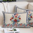 thumbnail image 2 of 4th of July Floral Throw Pillow Cover 20 x 36 Inch Decorative Pillow Cover Vintage Roses Blue Plaid Patriotic Lumbar Pillowcase Seasonal Rectangle Cushion Case for Couch Sofa Bed Living Room, 2 of 9