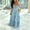 Blue, variant on Morttic Solid Color Women's Tiered Wide Leg Jumpsuit – Deep V-Neck with Adjustable Spaghetti Straps and Button Detail Blue,S