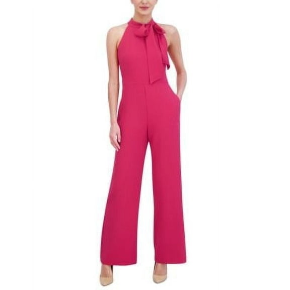 Vince Camuto Womens Stretch-Crepe Tie-Neck Hot Pink 14