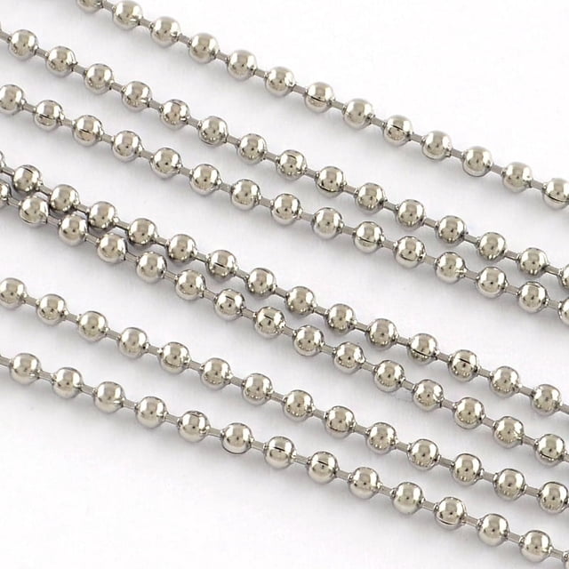 Tarnish Resistant 201 Stainless Steel Ball Chains with Spool Stainless Steel Color 1.5mm about 82.02 Feet(25m)/roll