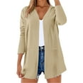 thumbnail image 2 of Fznquz Women's Sweaters Trendy Kimono Cardigan Loose Fit Beige Solid Long Sleeve Pockets Womens Tops, 2 of 6