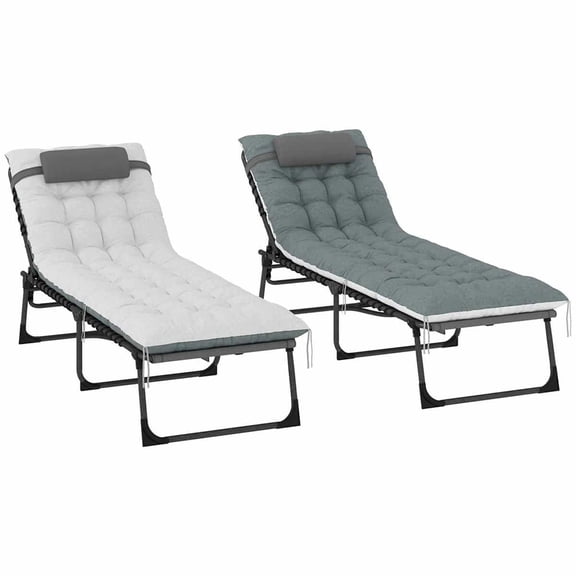 Yardi Yarda Outdoor Chaise Lounge Chair Set of 2, 5-Level Adjustable Folding Pool Lounge Chairs with Cushions, Gray