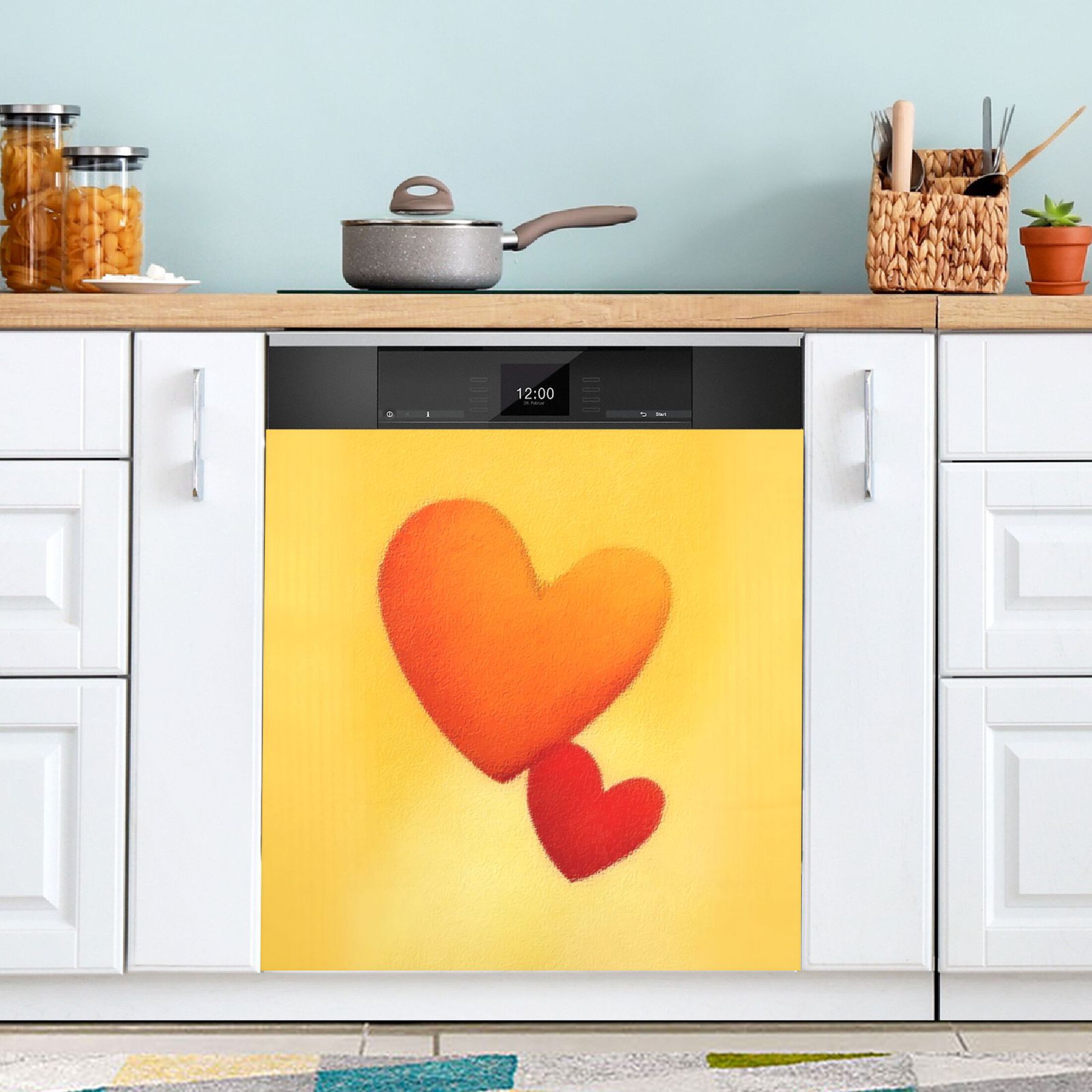 IAUYY Magnetic decorative sticker - 23x26 Inch PVC Refrigerator Decorative Cover, Removable DIY Art for Kitchen Appliances Heart