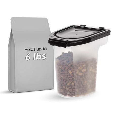 IRIS 6.5 Lbs / 8 Qt WeatherPro Airtight Pet Food Storage Container/Treat Box for Dog Cat and Bird Food, Keep Fresh, Translucent Body, Easy Clean Up, BPA free, Clear/Black