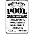 thumbnail image 1 of Vintage Swimming Pool Tin Sign, Swim at Your Own Risk Mermaid Off Duty, Metal 8x12 Inch Retro Wall Decor for Home Kitchen Seaside Swim Pool Outdoor Fence Wall Decor, 1 of 5