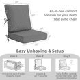 thumbnail image 2 of NOFFA 5 Set 20 x 20 x 4 inch Outdoor Chair Cushions for Patio Furniture for Wicker Chair, Sofa, Fade & Water Resistant Removable Cover and Straps, Gray, 2 of 8