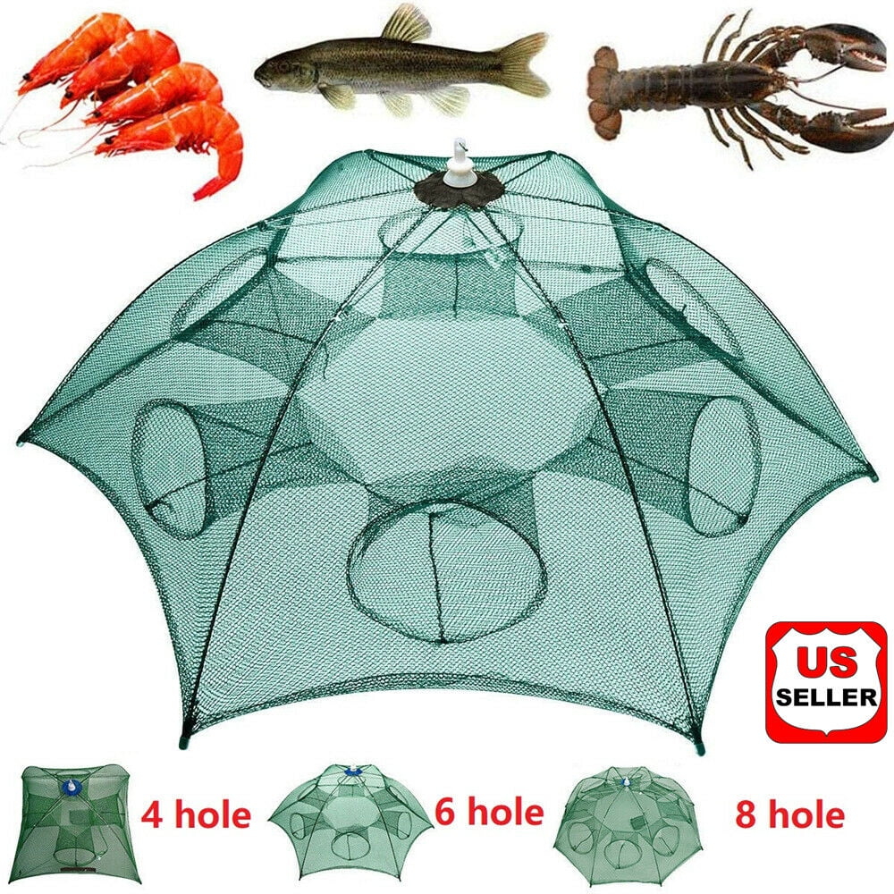 Fishing Trap Net 8 Holes Fishing Gear Folded Automatic Fishing Bait