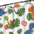 thumbnail image 3 of White Cartoon Dinosaurs Leaves Pattern Shower Curtain 36"x72" ,Bathroom Decorative Shower Curtains Set with 12 Hooks,Modern Waterproof Washable Shower Curtain, 3 of 6