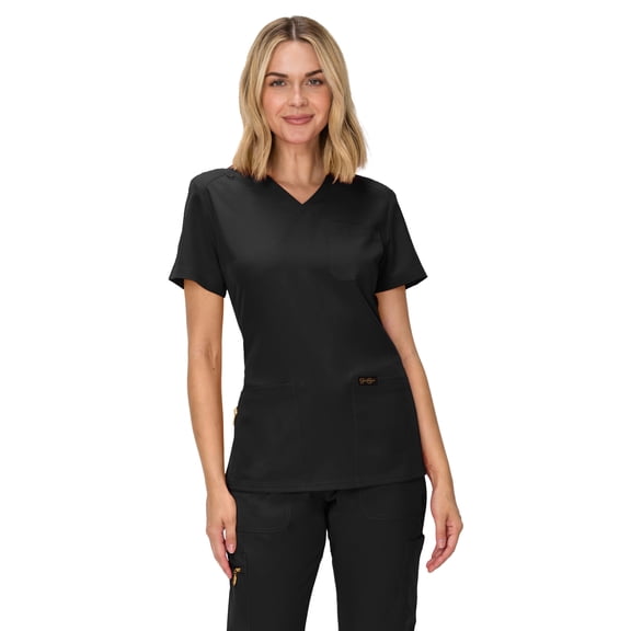 Jessica Simpson Women's Fashion Scrub Top with 3-Pocket, Flex Fabric, Comfy Stretch, and Side Zipper Storage