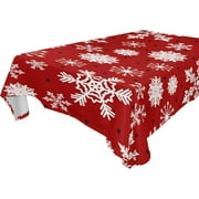 SKYSONIC Christmas Snowflake Tablecloth Waterproof Washable Polyester Square Table Cover Durable Tablecloth for Kitchen Dining Table Party Decor (60 X 120 Inch)
