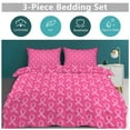 thumbnail image 5 of 3 Pcs Soft Bedding Set, Includes 1 Duvet Cover with Zipper And 2 Pillow Shams,Pink Ribbon Queen(90"×90"), 5 of 8