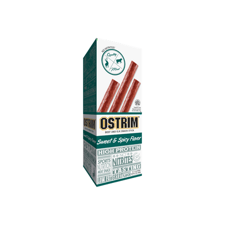 Ostrim Beef & Elk Snack Stick, Sweet & Spicy, Pack of 10, 1.5 oz sticks