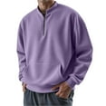 thumbnail image 2 of Men's Half Zip Pullover Hoodie, Casual Sports Sweatshirt, Loose Fit Unisex Fleece Top for Streetwear, Christmas, Fall Winter, Gym and Weekend Comfort Wear,Purple,XL, 2 of 5