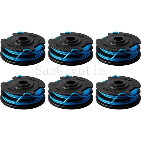 SanGlyptic AC41RL3 Autofeed Dual Replacement Line and Spool for Homelite UT41112 UT41121 UT41120 UT41113 UT41122 UT41112B 0.065" 27ft Electric String Trimmers 6 Pack
